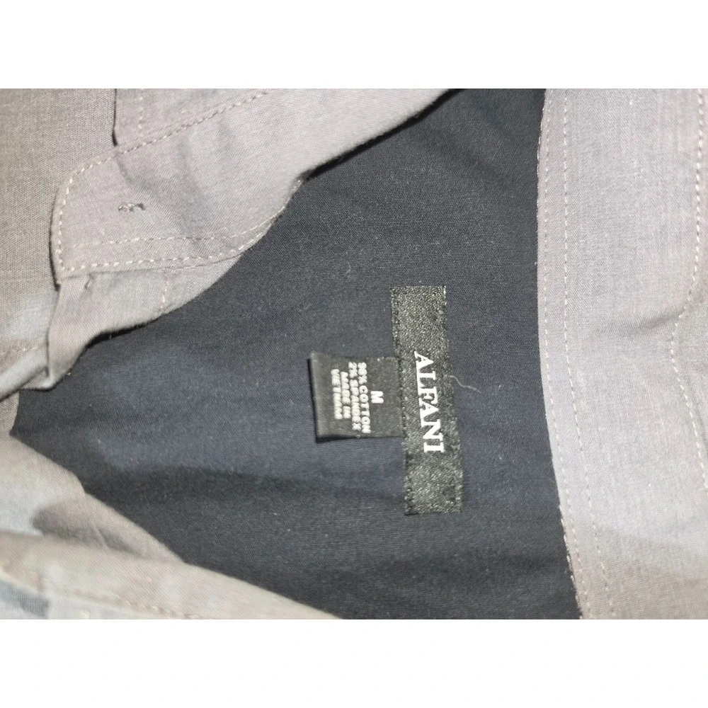 Alfani Mens Gray‎ Long Sleeve Button Down Stretch Shirt Medium
